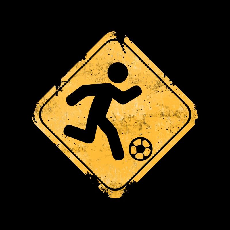 Gelber Warnschild Fußballläufer