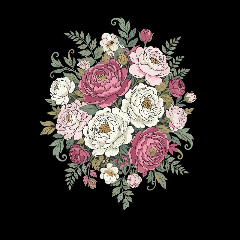 Vintage Rose Bouquet Pink White