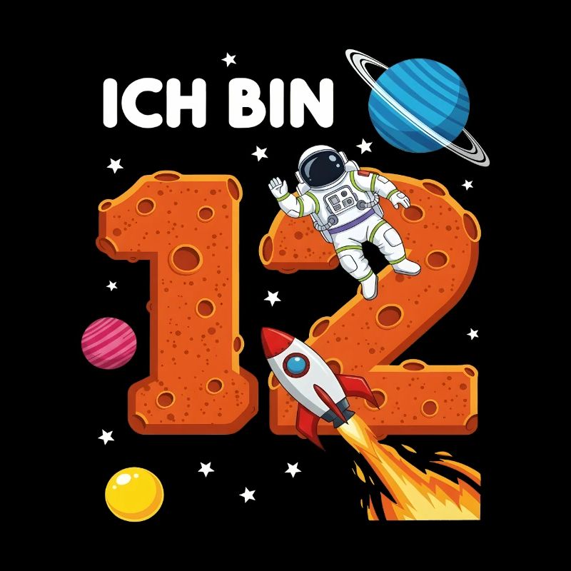 Ich bin 12 Astronaut Weltraum Geburtstag
