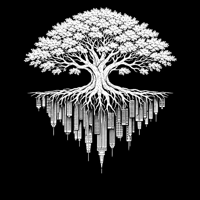 Tree Crumbling City-Camping Nature Lover