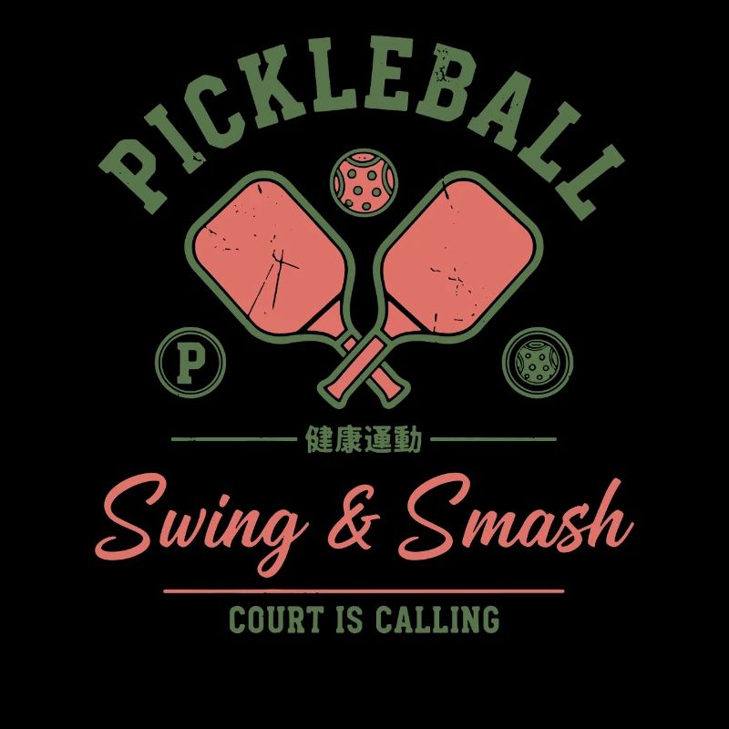 Pickleball Funny Player Swing And Smash Court
