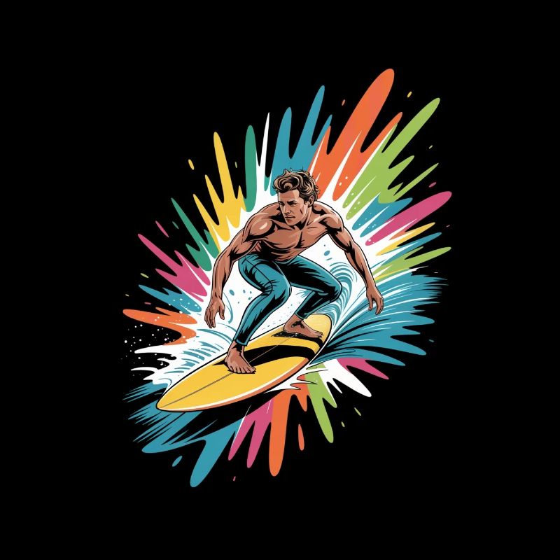 Bunter Surfer Wasserfarben Spritzer Graffiti