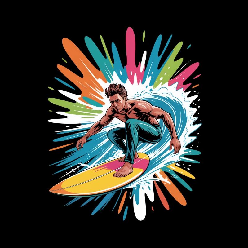 Bunter Surfer Wasserfarben Spritzer Graffiti