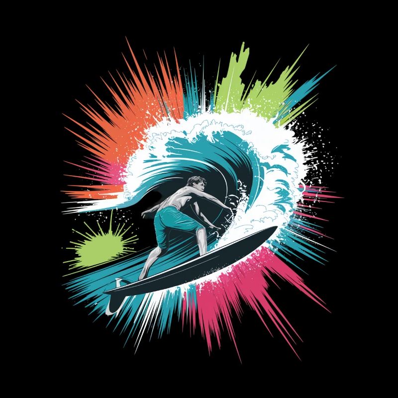 Bunter Surfer Wasserfarben Spritzer Graffiti