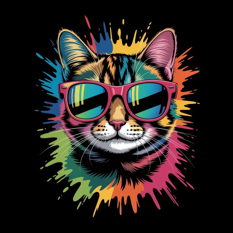 Bunte Katze Wasserfarben Spritzer Graffiti