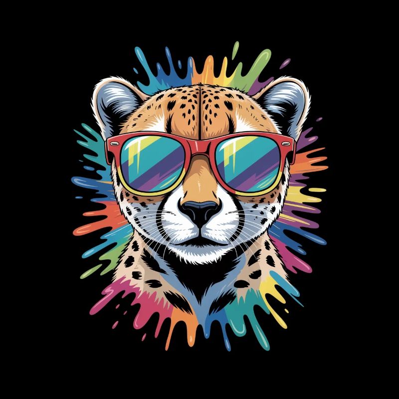 Bunter Gepard Wasserfarben Spritzer Graffiti