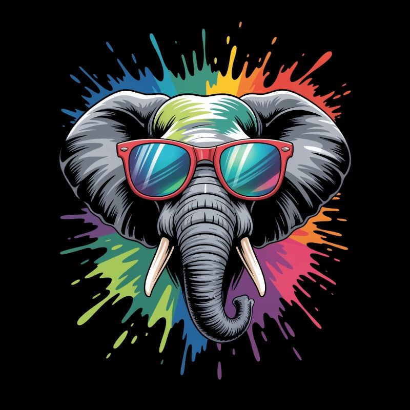 Bunter Elefant Wasserfarben Spritzer