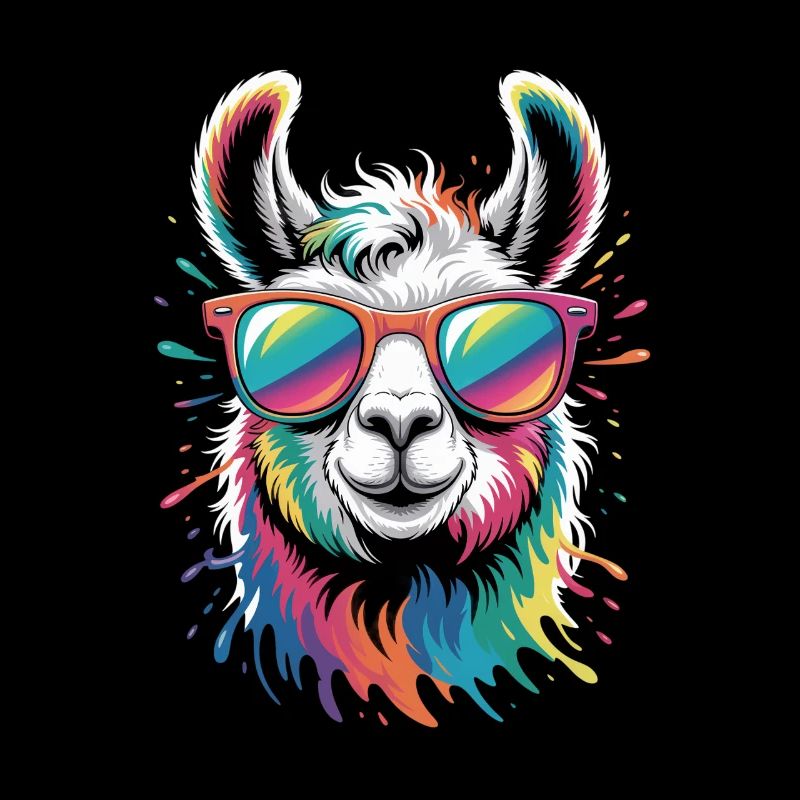 Buntes Lama Wasserfarben Spritzer