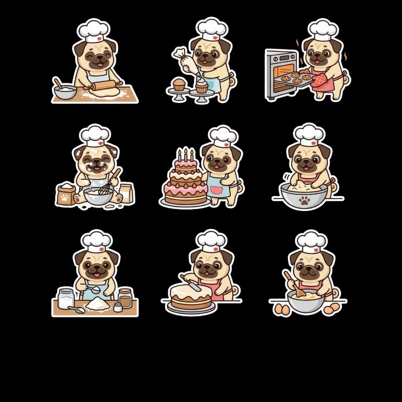 Funny Pug Baecker Baking Pastry Chef
