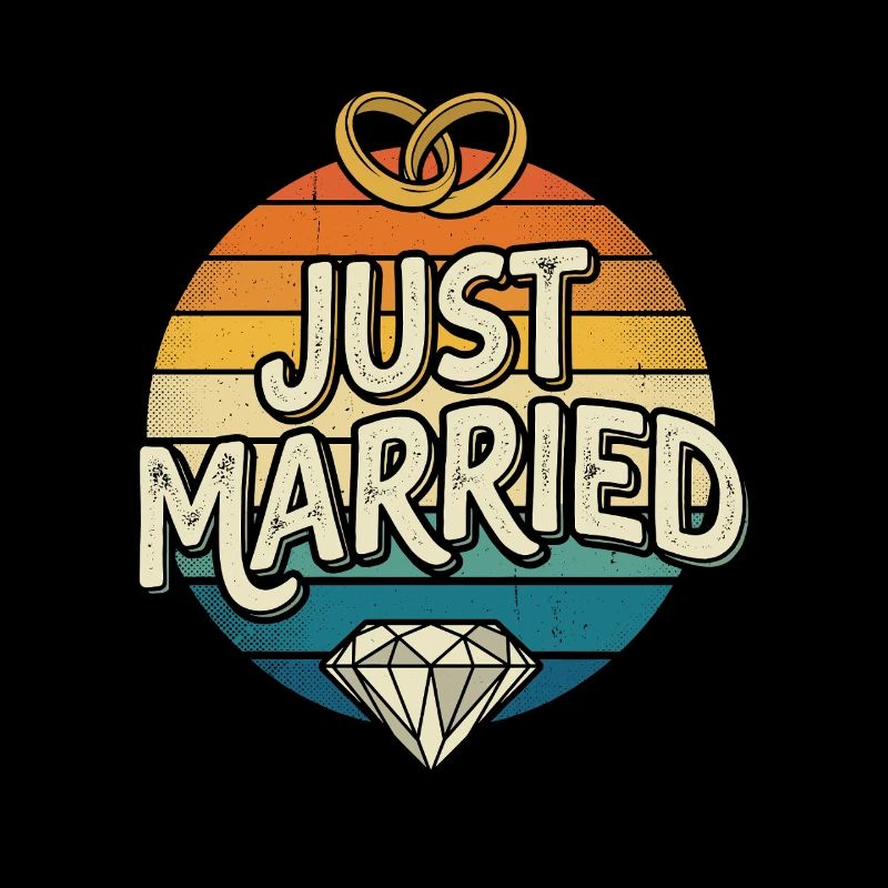 Just Married Retro Rainbow