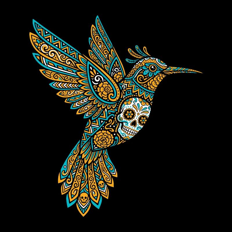 Crâne Alebrije Colibri mexicain