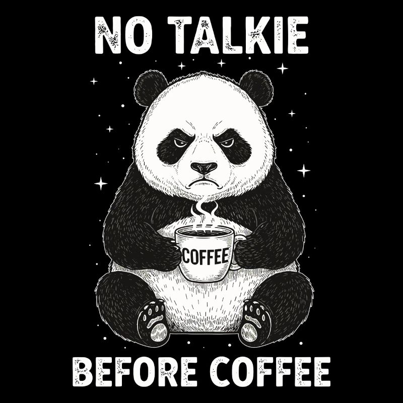 No conversation in front of coffee lover panda