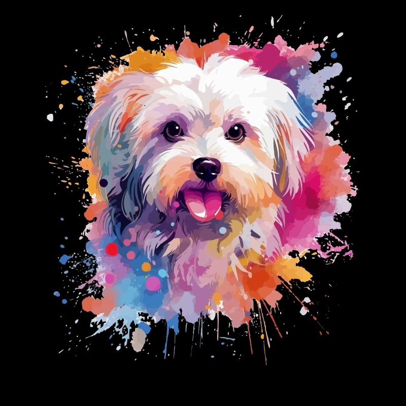 Art coloré de chiens maltais éclaboussés