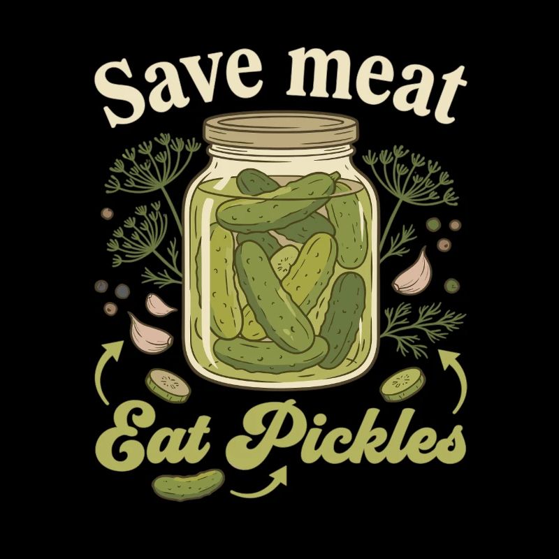 Save Meat Eat Pickles Vegan Funny Saying