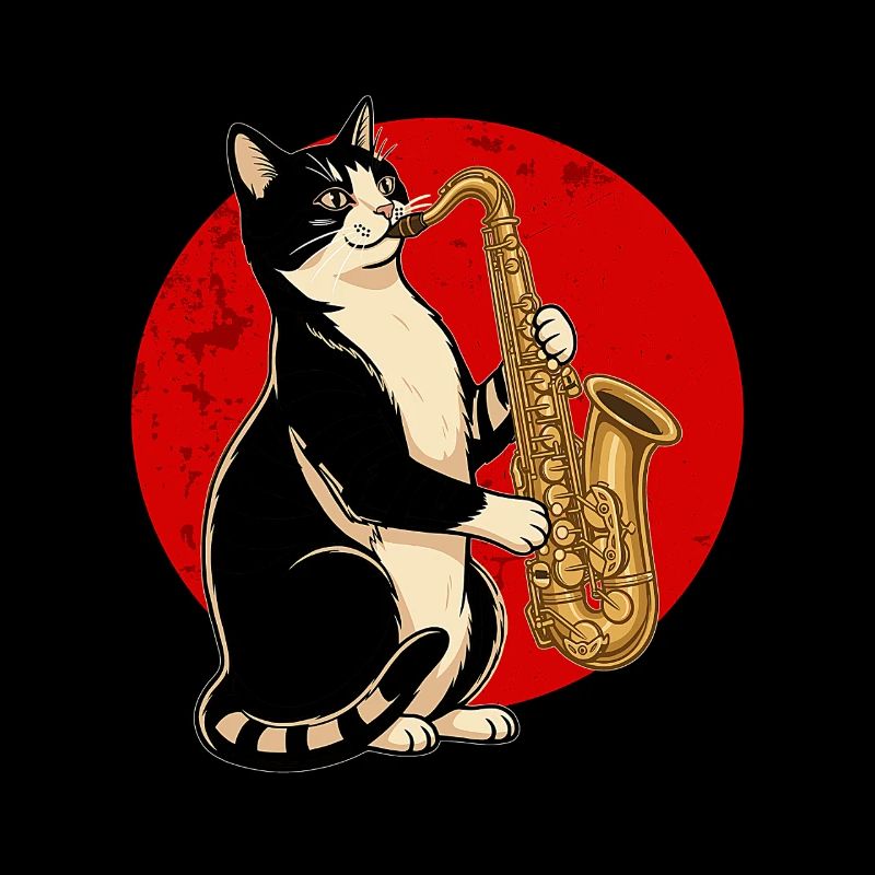 Jazz Cat Saxophone Illustration