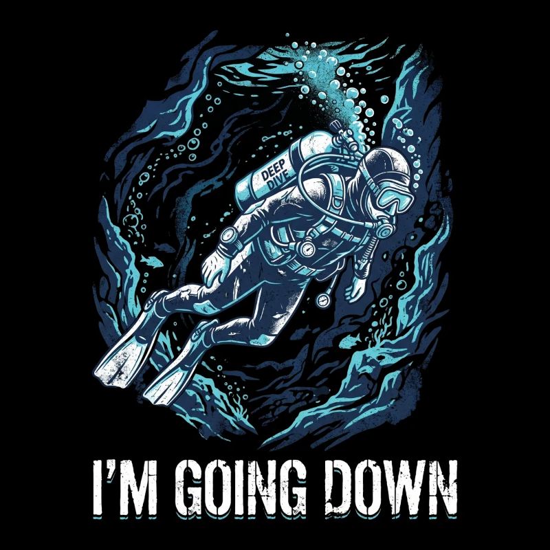 Scuba Diver Scuba Flag Going Down Retro