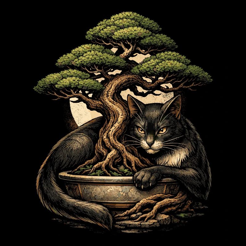 Bonsaï avec chat