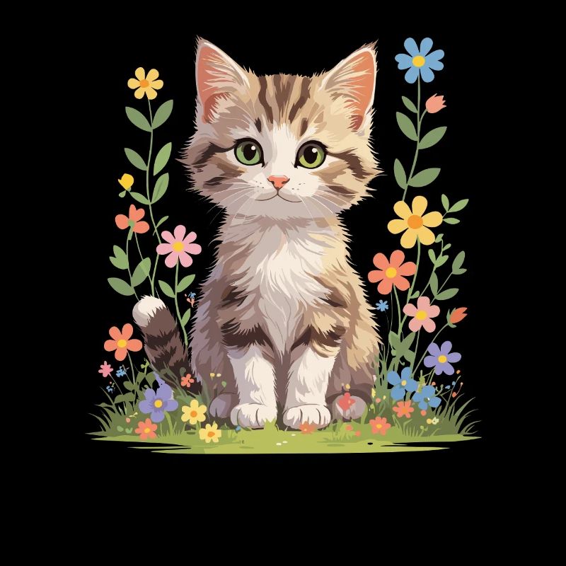 Des chatons dans une mer de fleurs