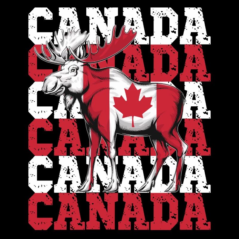 Orignal canadien avec drapeau de feuille d’érable