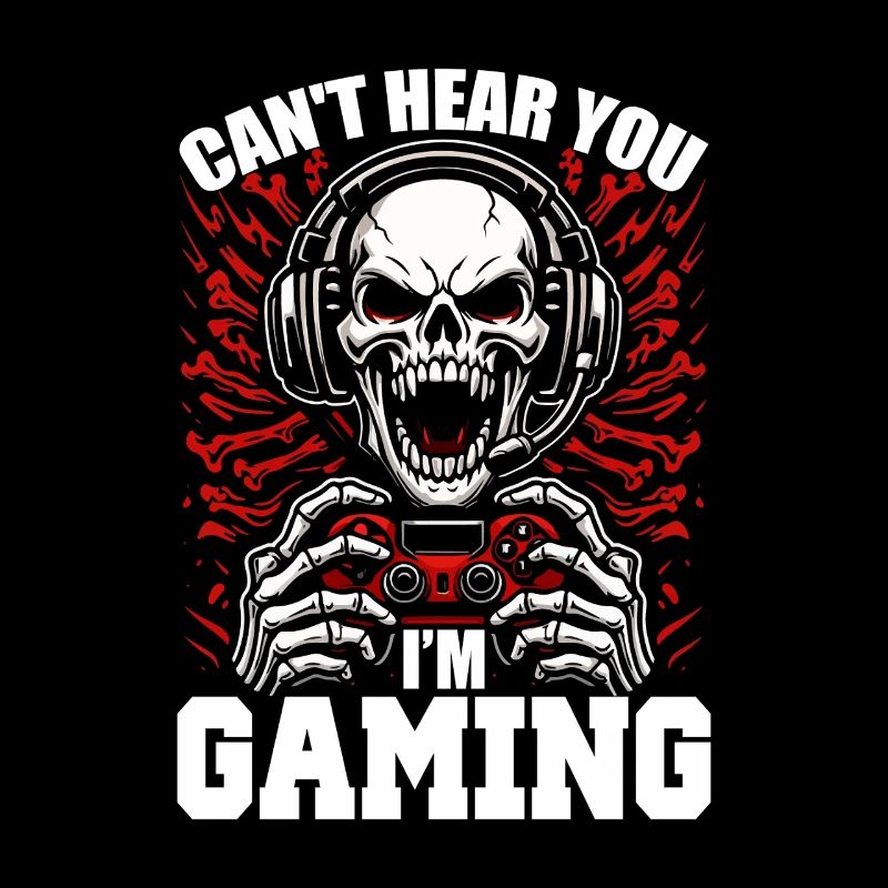 Totenkopf mit Gaming Controller Gamer Zocken
