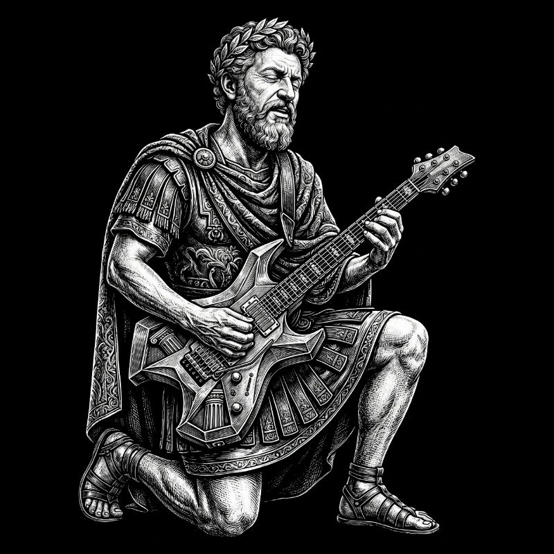 Marcus Aurelius spielt Gitarre