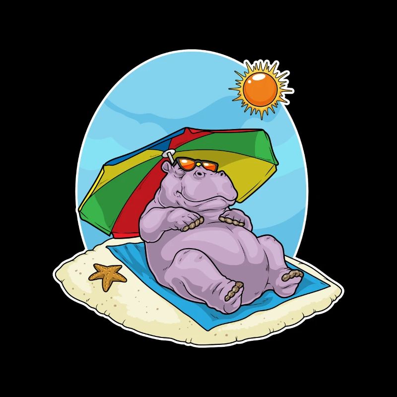 Hippopotamus Beach Parasol Summer