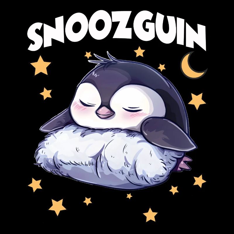 Pinguin Snoozguin Pyjama Langschläfer Morgenmuffel