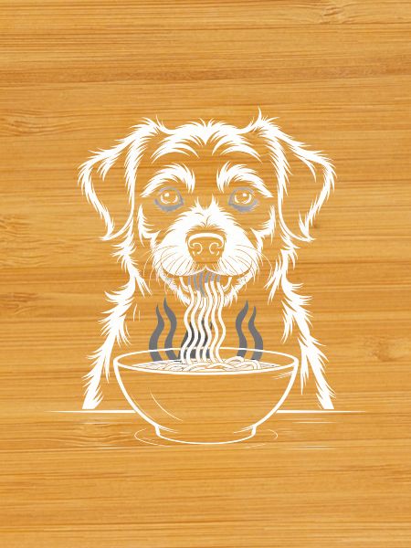 Labrador eats ramen