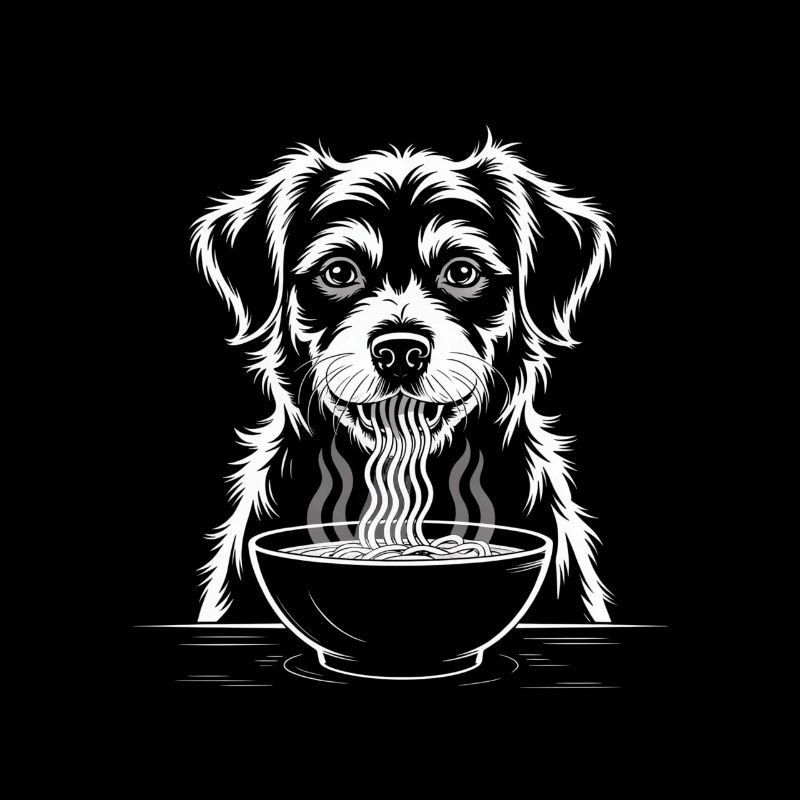 Labrador mange du ramen