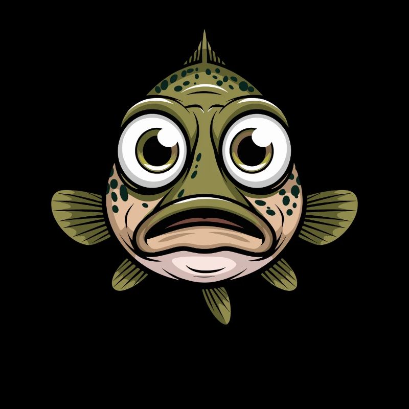 Poisson drôle aux grands yeux Poisson de dessin animé