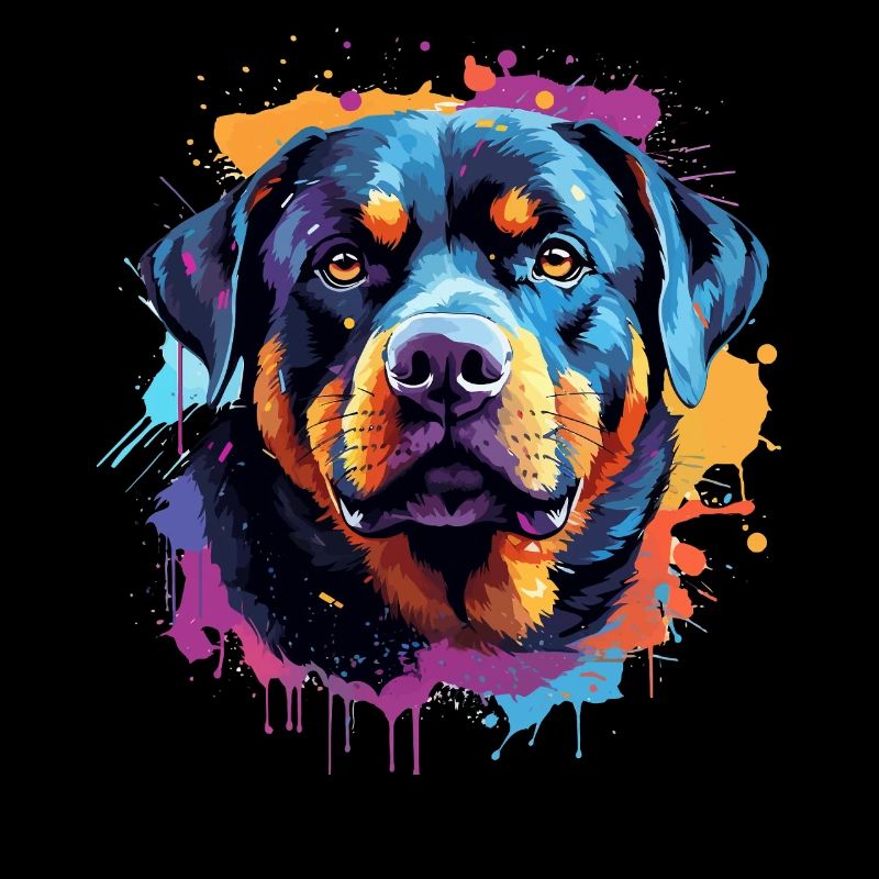 Portrait coloré du Rottweiler Splash