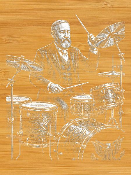 Benjamin Harrison plays drums