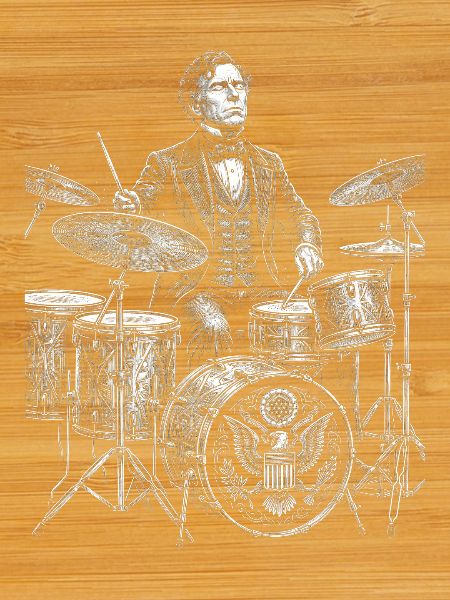 Franklin Pierce plays drums