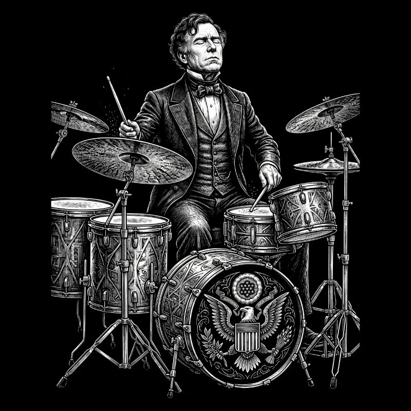Franklin Pierce spielt Schlagzeug