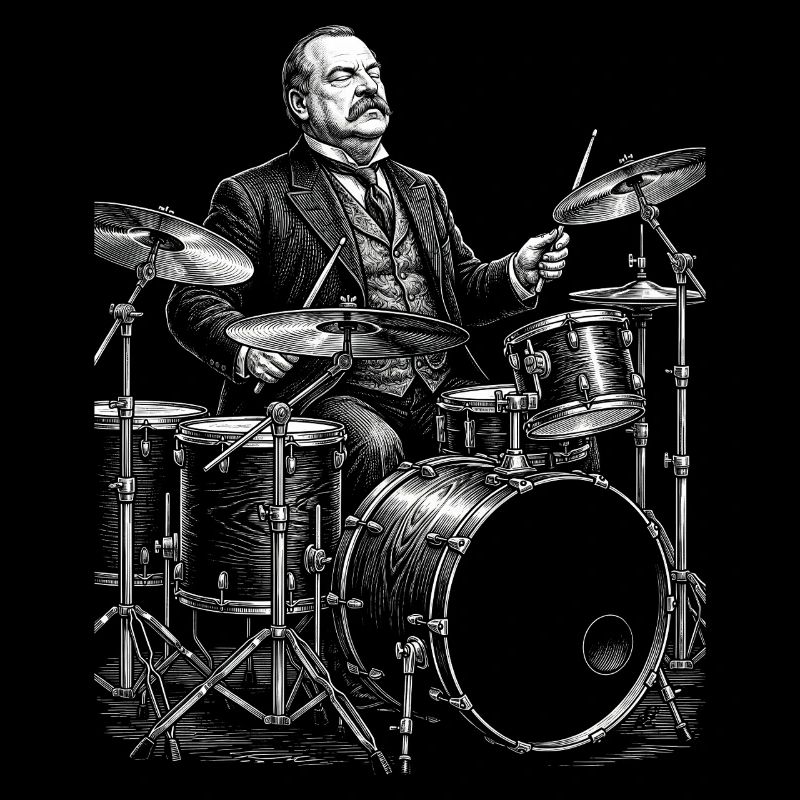 Grover Cleveland plays drums