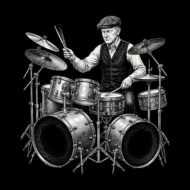 Calvin Coolidge plays drums