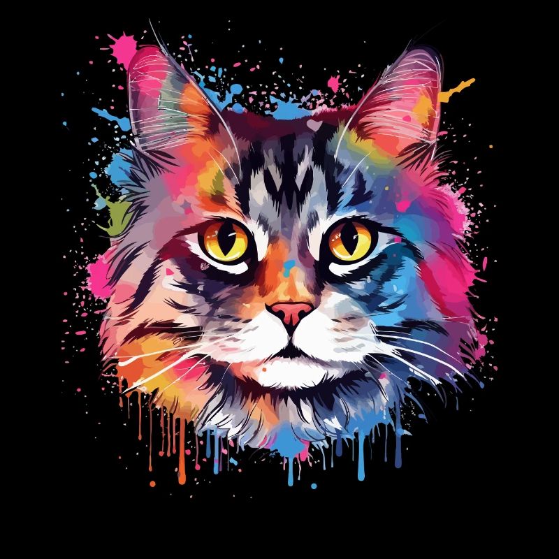 Bunte Splash-Art: Amerikanischer Bobtail-Katzenkopf