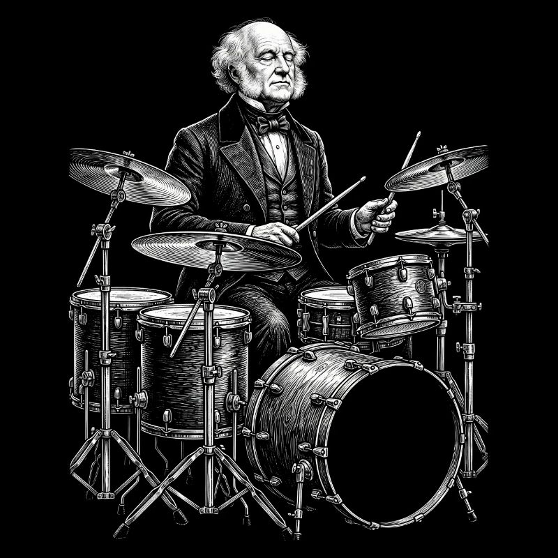 Martin Van Buren plays drums