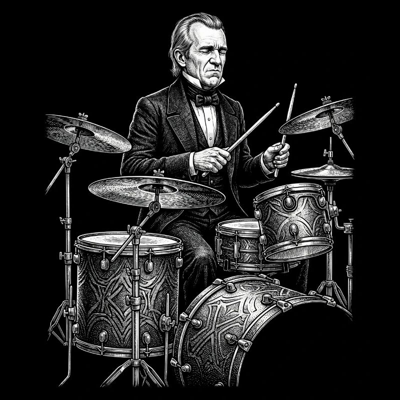 James K. Polk joue de la batterie