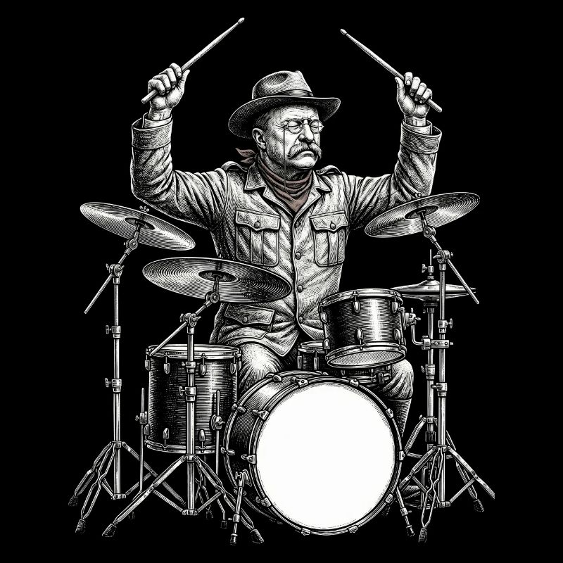 Theodore Roosevelt spielt Schlagzeug