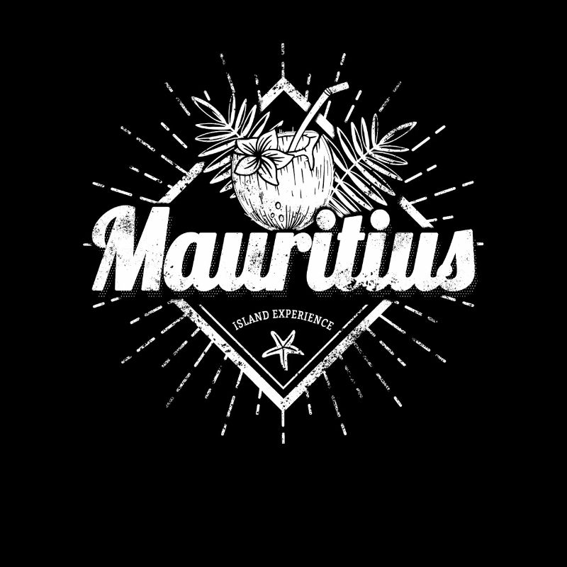 Mauritius mit Kokosnuss und Seestern Retro Design