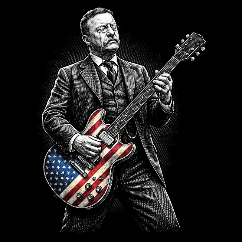Theodore Roosevelt Guitariste avec Flags Guitar