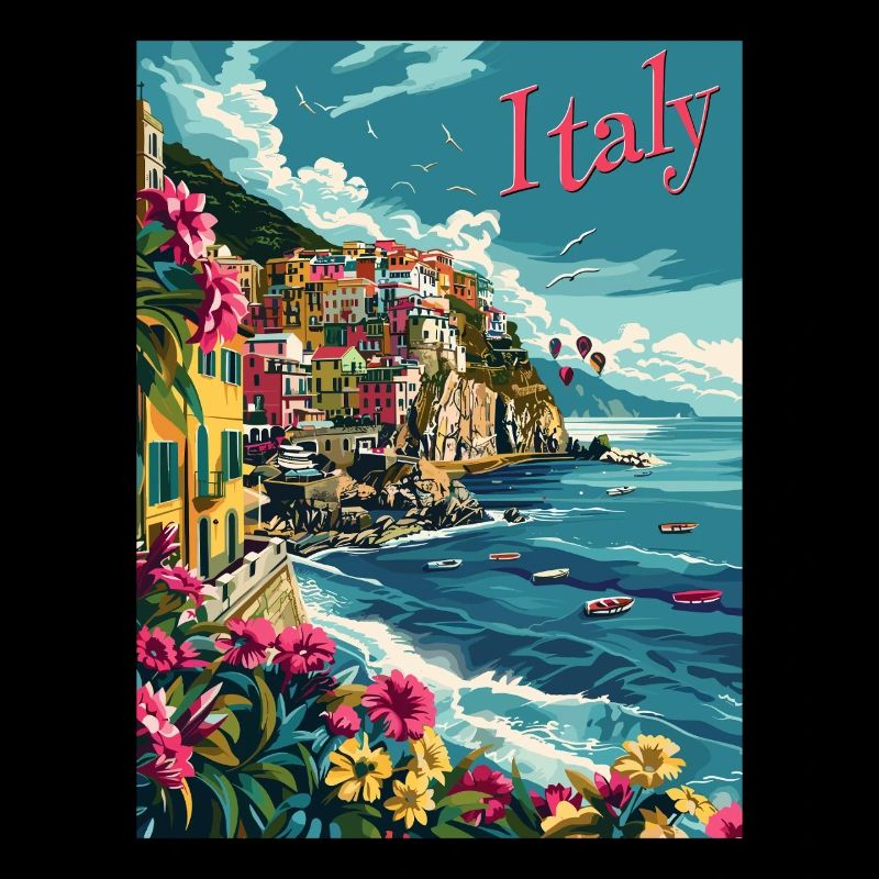 Paysage côtier italien – Coloré