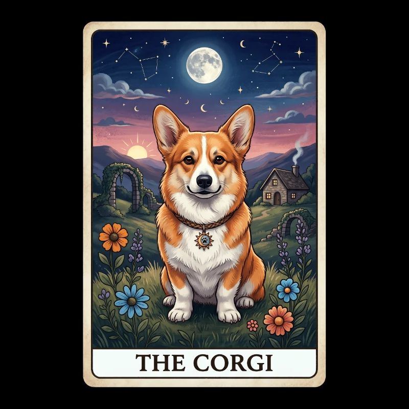 La lumière de la lune des corgis dans le ciel étoilé