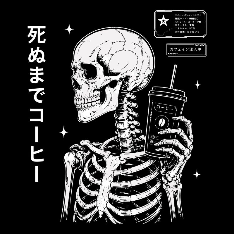 Kaffee Skelett Japan Style Shirt