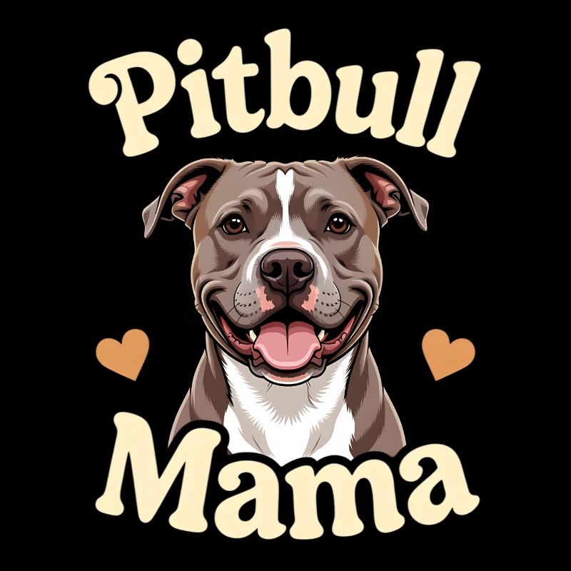 Pitbull Mama Illustration Geschenk