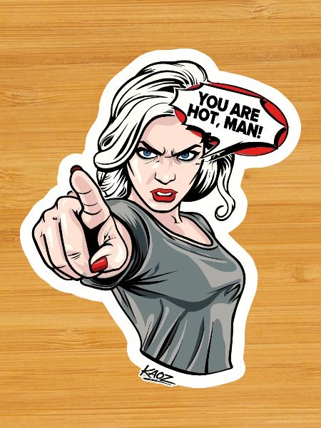Comic Fierce Femme Pointing