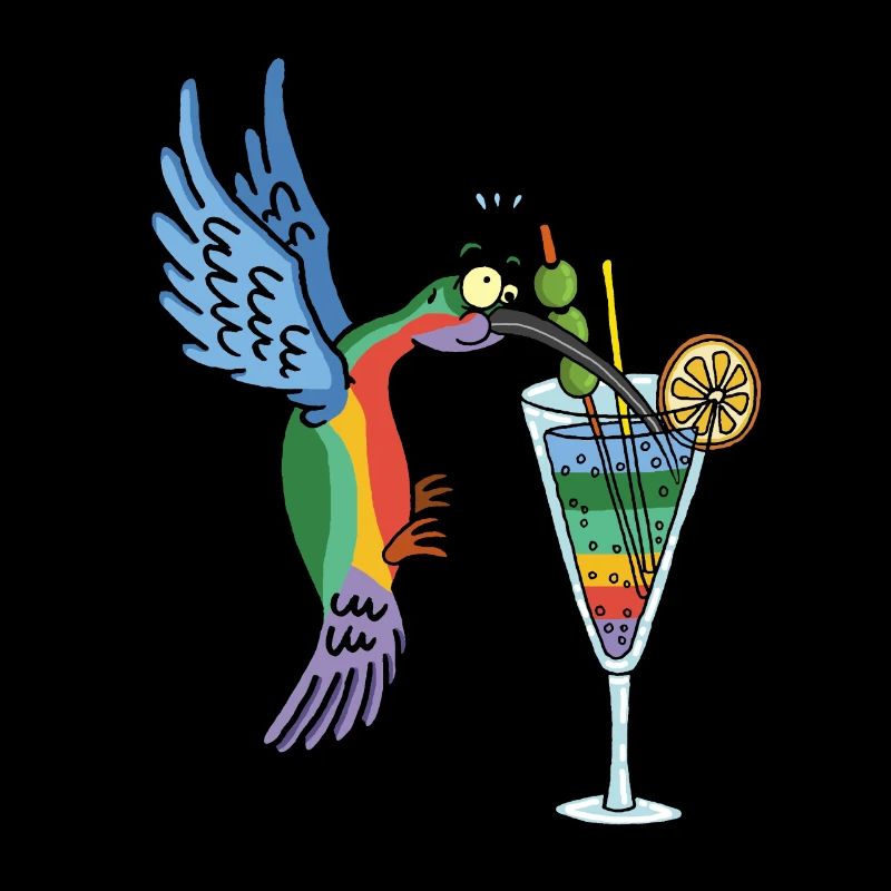 Oiseau-mouche et cocktail