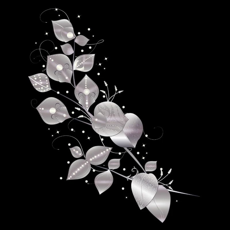 noble leaf tendrils in metallic silver look