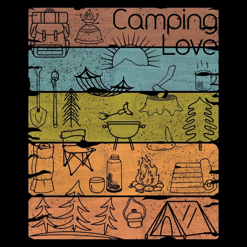 Camping Love lineart retro light